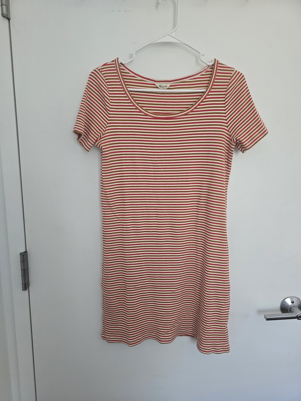 Madewell Striped Mini Dress in Cream, Pink & Brown